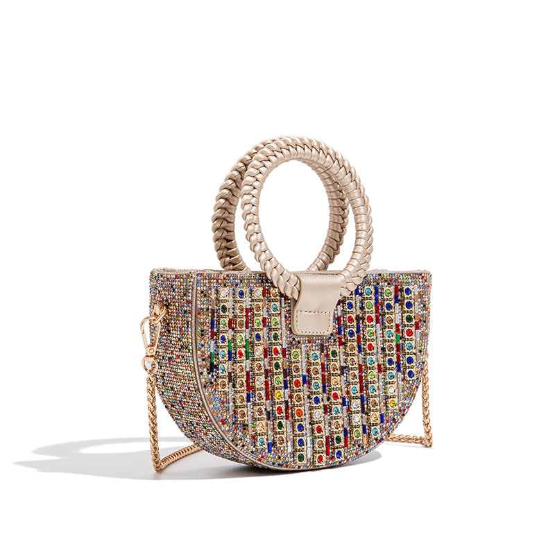 Rhinestone Top Handle Crossbody Bag Glam Chic