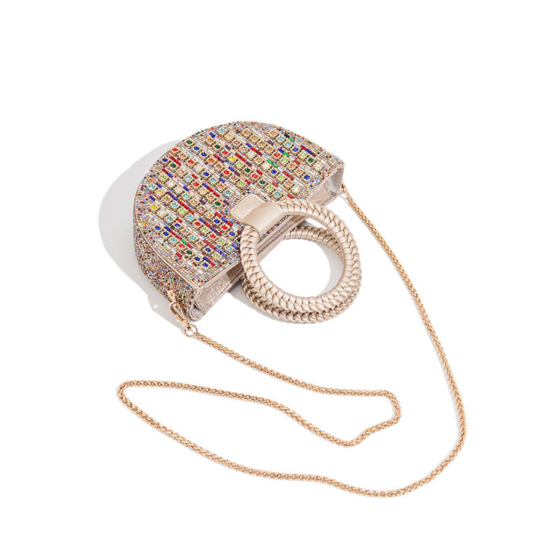 Rhinestone Top Handle Crossbody Bag Glam Chic