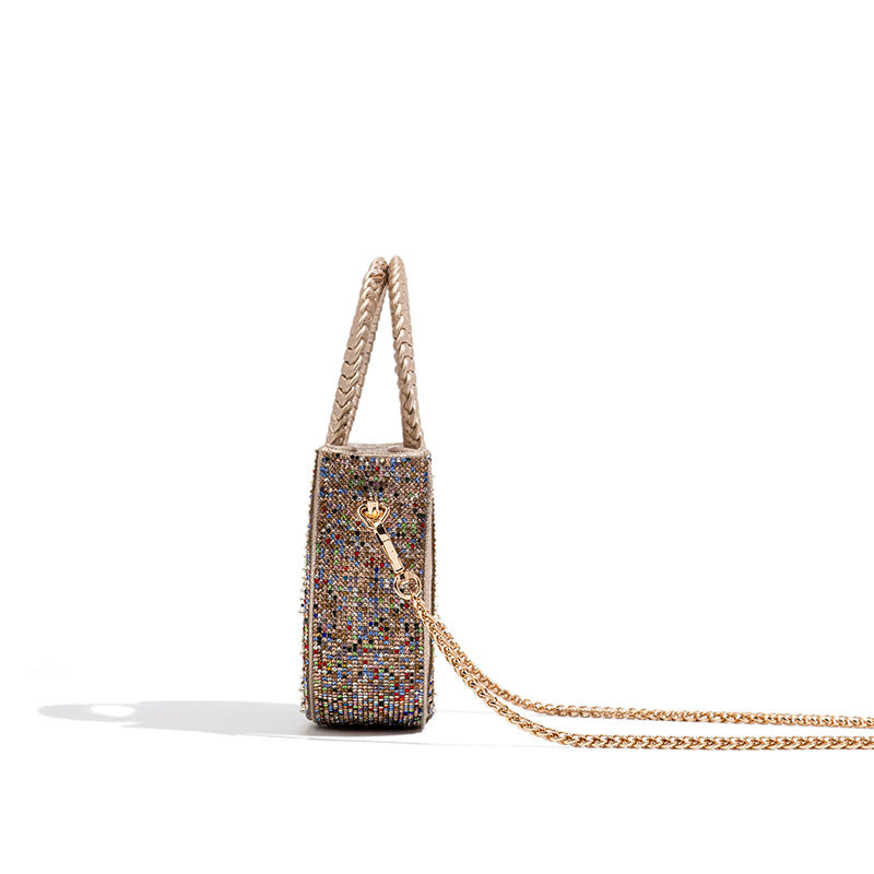 Rhinestone Top Handle Crossbody Bag Glam Chic