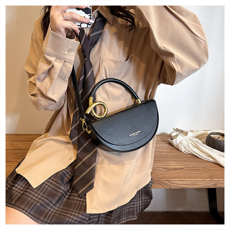 Chic Pastel Blue Half-Moon Crossbody Bag