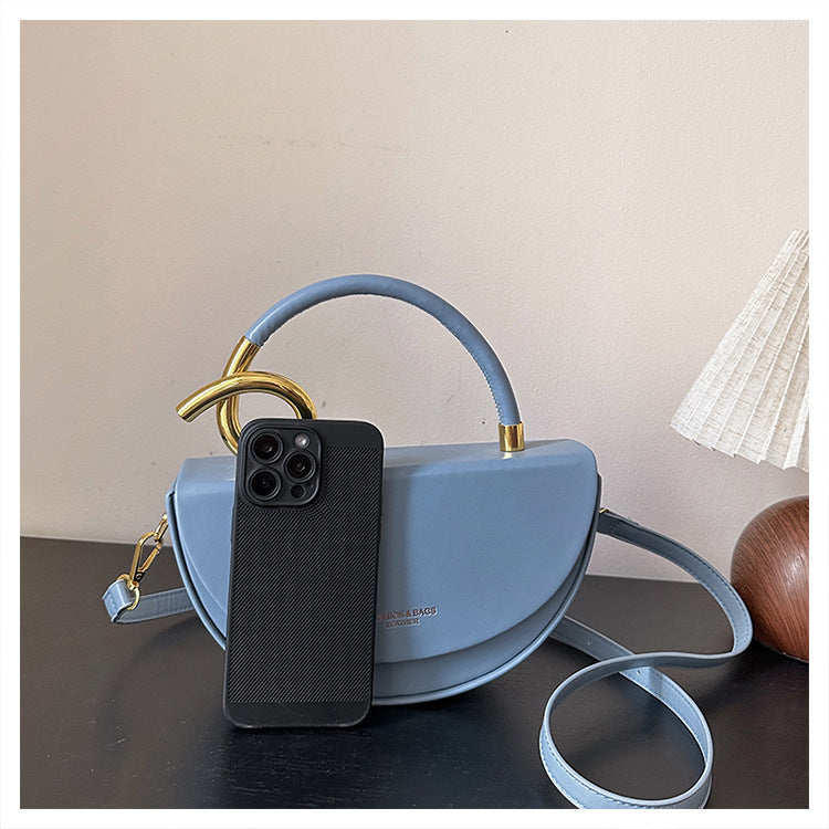 Chic Pastel Blue Half-Moon Crossbody Bag