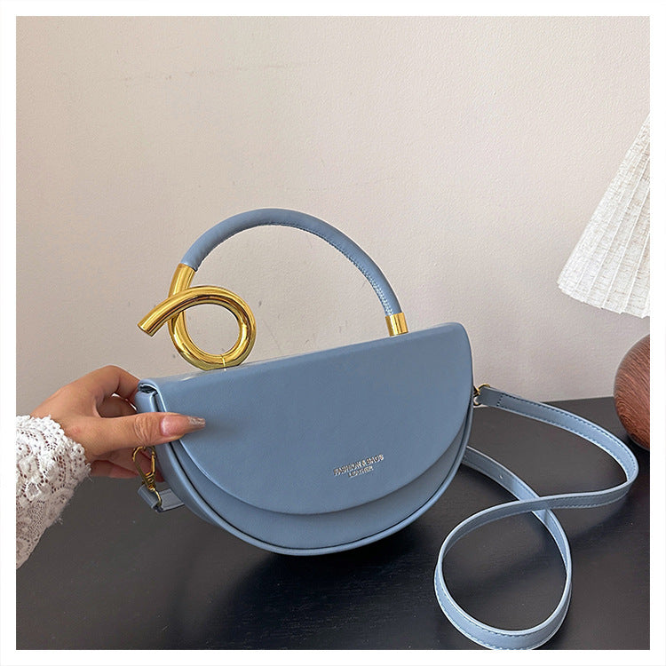 Chic Pastel Blue Half-Moon Crossbody Bag
