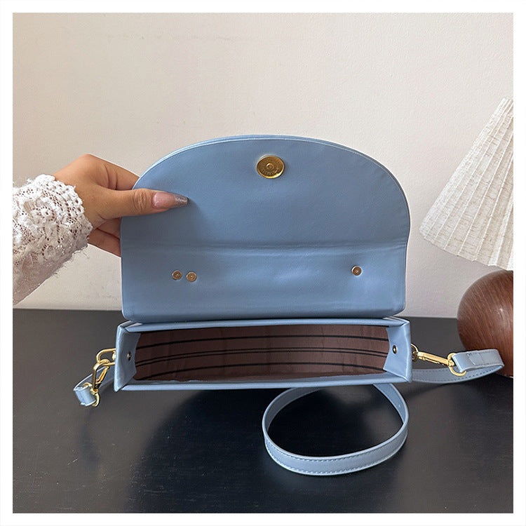 Chic Pastel Blue Half-Moon Crossbody Bag
