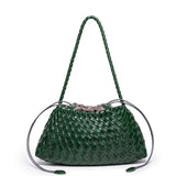 Woven Leather Drawstring Shoulder Bag