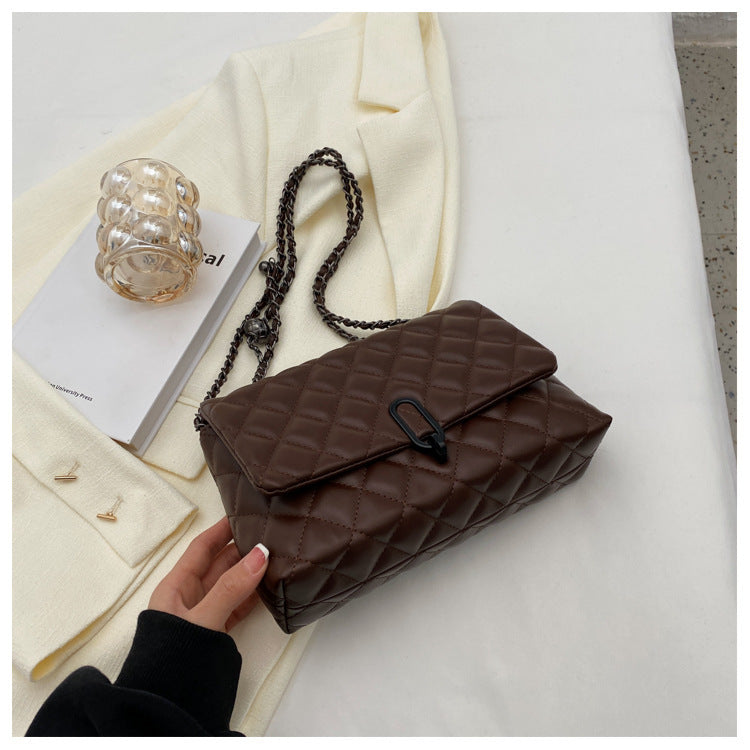 Quilted Faux Leather Chain Crossbody Bag