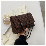 Quilted Faux Leather Chain Crossbody Bag