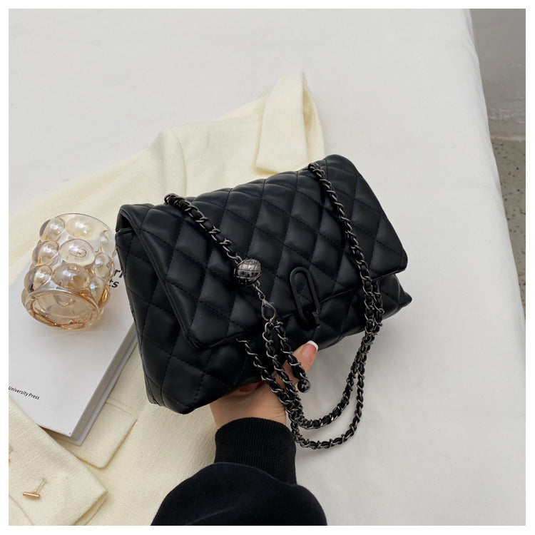 Quilted Faux Leather Chain Crossbody Bag