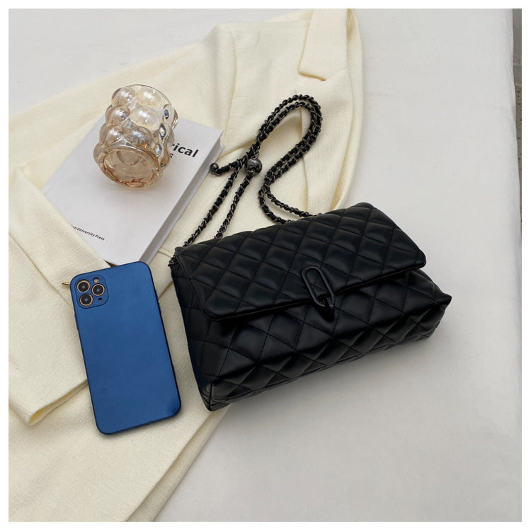 Quilted Faux Leather Chain Crossbody Bag