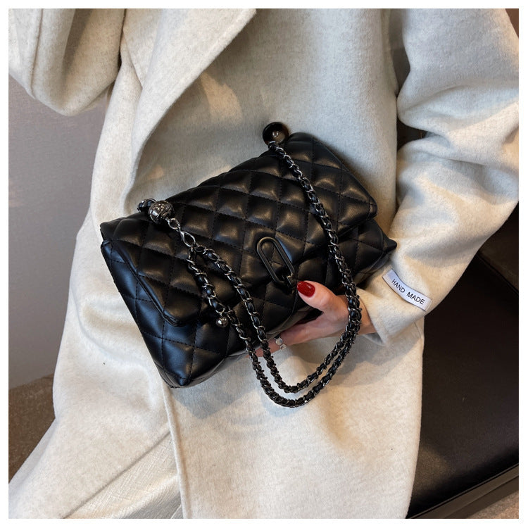 Quilted Faux Leather Chain Crossbody Bag