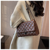 Quilted Faux Leather Chain Crossbody Bag