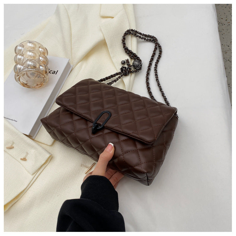 Quilted Faux Leather Chain Crossbody Bag