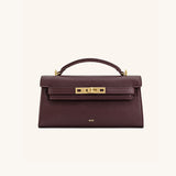 Structured Faux Leather Envelope Top-Handle Bag