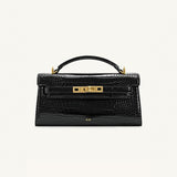Structured Faux Leather Envelope Top-Handle Bag