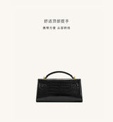 Structured Faux Leather Envelope Top-Handle Bag