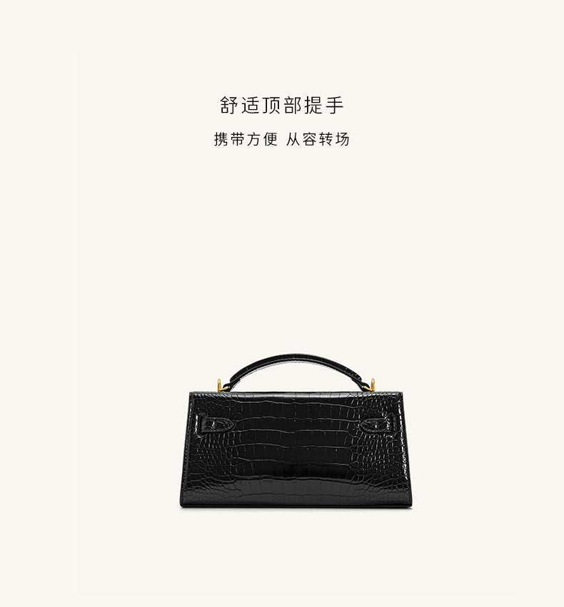 Structured Faux Leather Envelope Top-Handle Bag