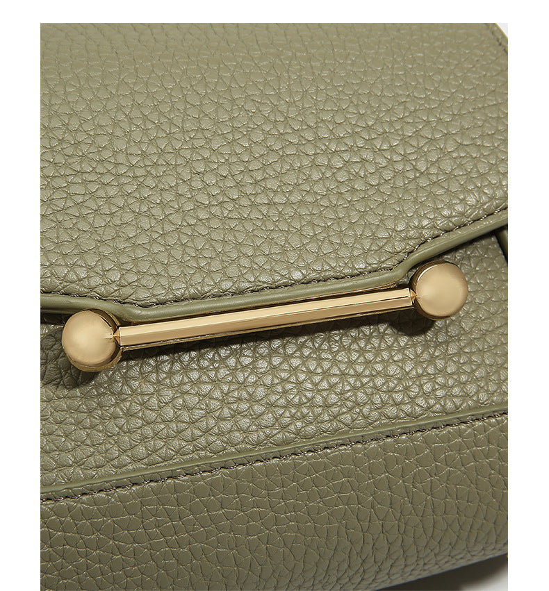 Olive Green Pebbled Leather Mini Handbag