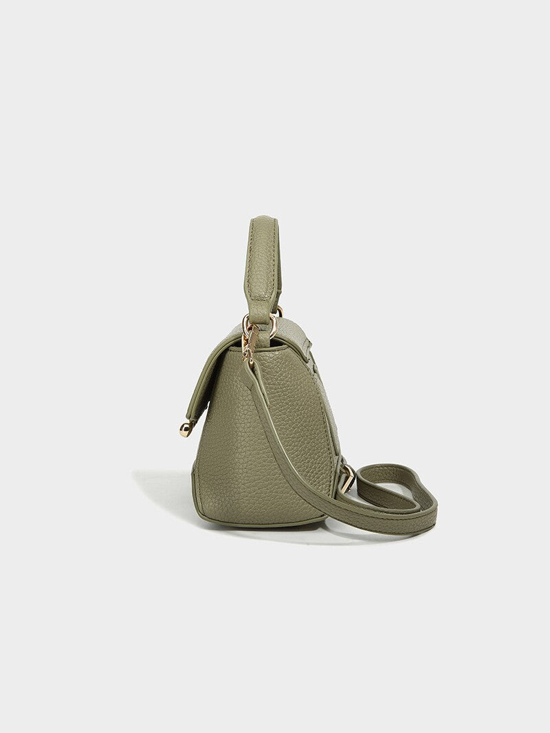 Olive Green Pebbled Leather Mini Handbag