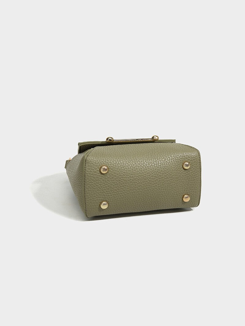 Olive Green Pebbled Leather Mini Handbag
