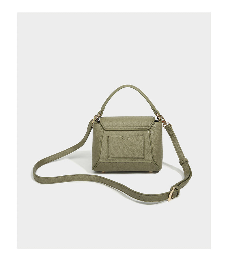 Olive Green Pebbled Leather Mini Handbag