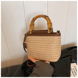 Straw Woven Crossbody with Bamboo Handle