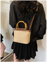 Straw Woven Crossbody with Bamboo Handle