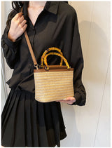 Straw Woven Crossbody with Bamboo Handle