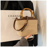 Straw Woven Crossbody with Bamboo Handle