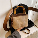 Straw Woven Crossbody with Bamboo Handle