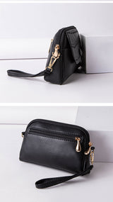 Multi-Zip Vegan Leather Wristlet Clutch