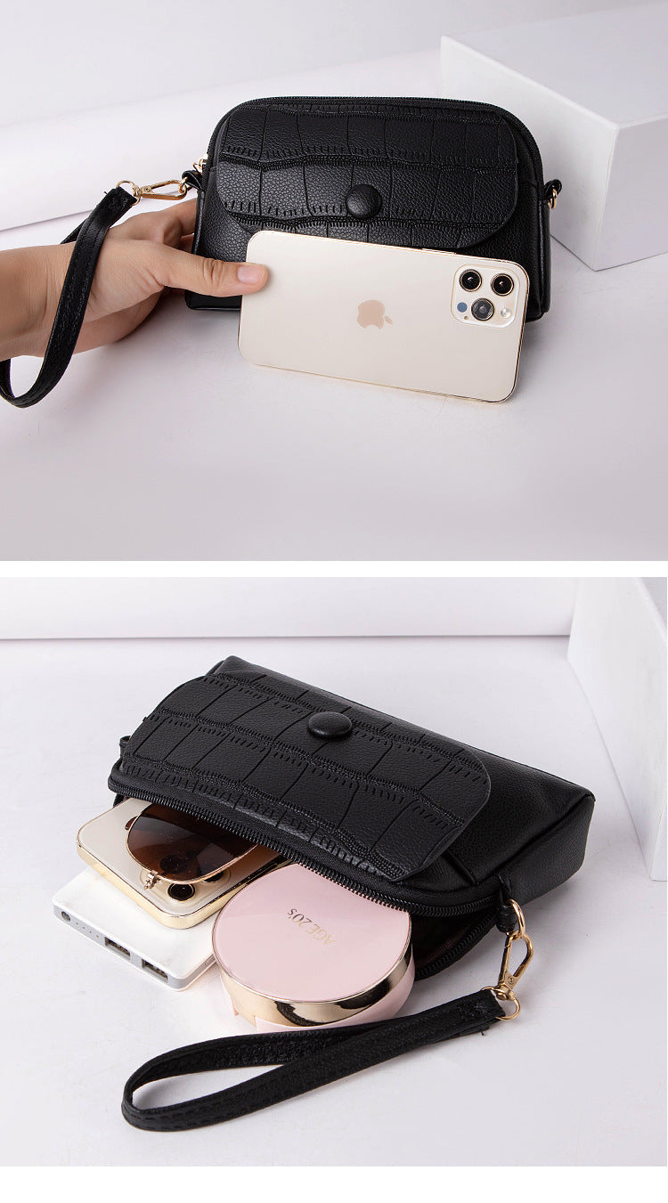 Multi-Zip Vegan Leather Wristlet Clutch