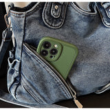 Vintage Wash Distressed Denim Tote Bag