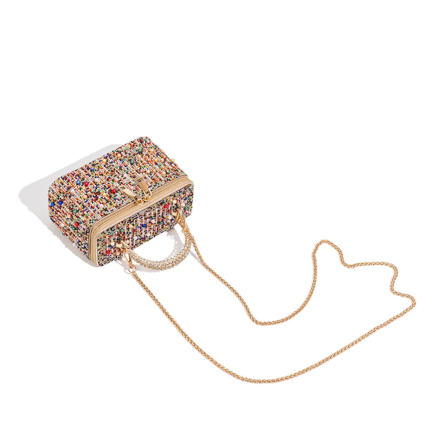 Crystal Beaded Box Crossbody Bag