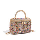Crystal Beaded Box Crossbody Bag