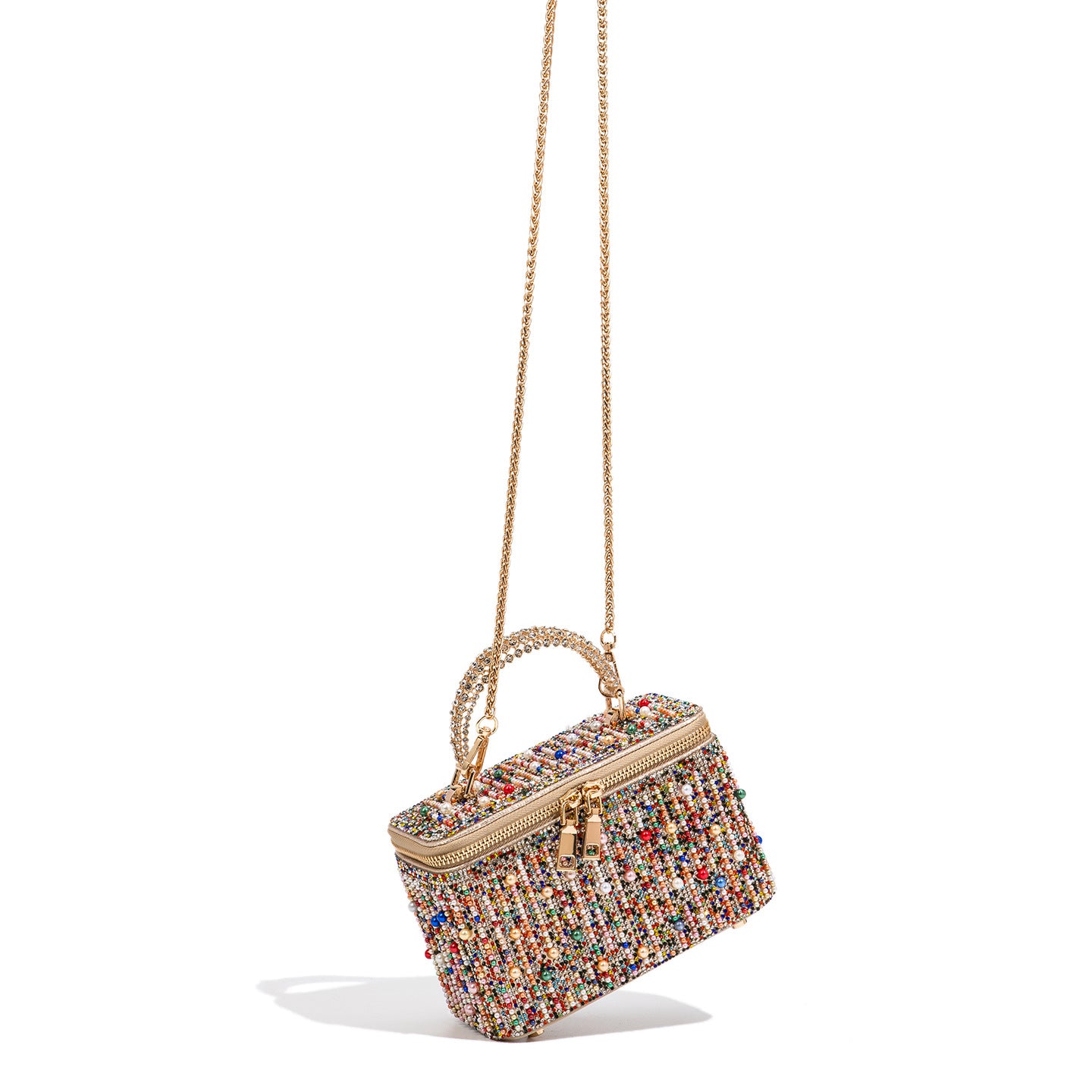 Crystal Beaded Box Crossbody Bag