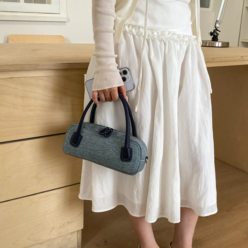 Canvas Barrel Shape Shoulder Handbag
