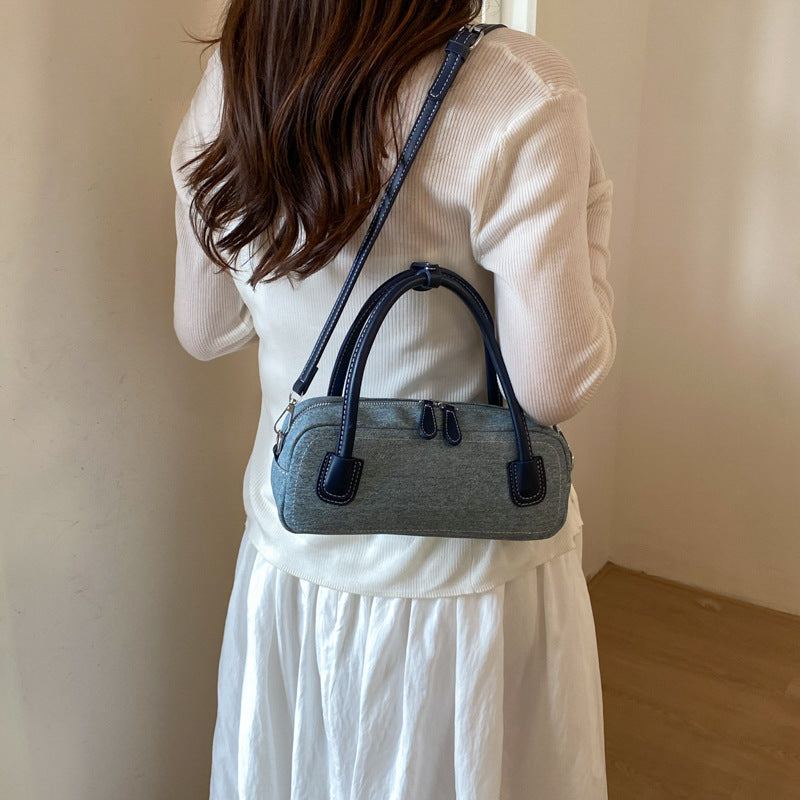 Canvas Barrel Shape Shoulder Handbag
