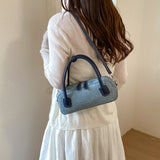 Canvas Barrel Shape Shoulder Handbag