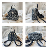 Women's Star Print Denim Mini Backpack