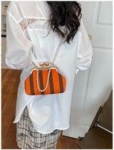 Women's Pearl Chain Frame Clutch Evening Bag