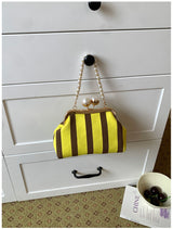 Women's Pearl Chain Frame Clutch Evening Bag