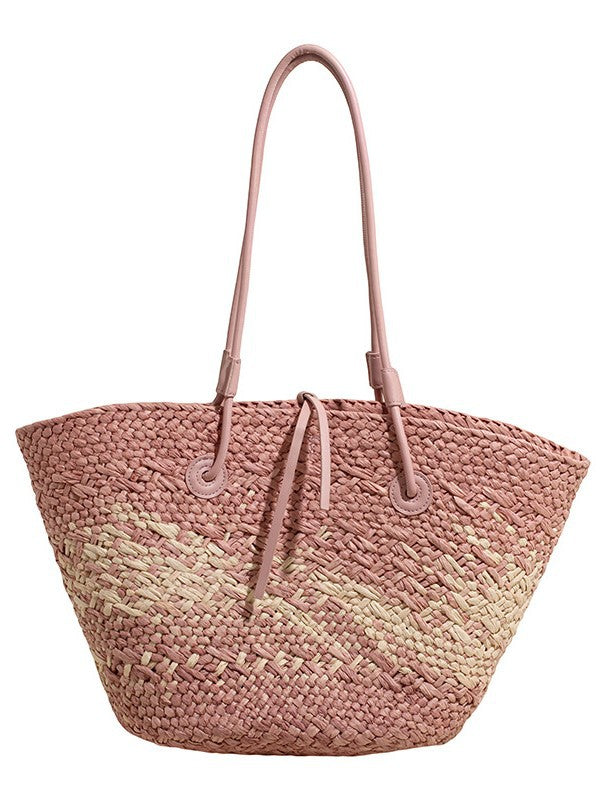 Women's Woven Straw Tote Beach Shoulder Bag Chic