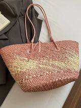 Women's Woven Straw Tote Beach Shoulder Bag Chic