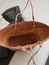 Women's Woven Straw Tote Beach Shoulder Bag Chic