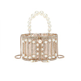 Luxury Pearl & Rhinestone Embellished Evening Clutch Bag