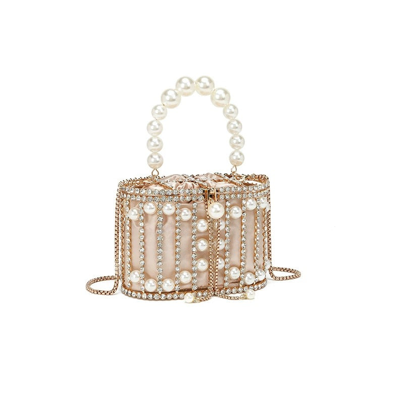 Luxury Pearl & Rhinestone Embellished Evening Clutch Bag