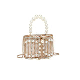Luxury Pearl & Rhinestone Embellished Evening Clutch Bag