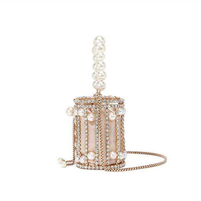 Luxury Pearl & Rhinestone Embellished Evening Clutch Bag