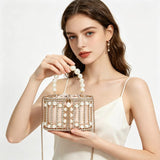 Luxury Pearl & Rhinestone Embellished Evening Clutch Bag