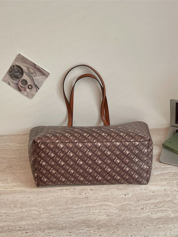 Classic Brown Capacity Tote Shoulder Bag