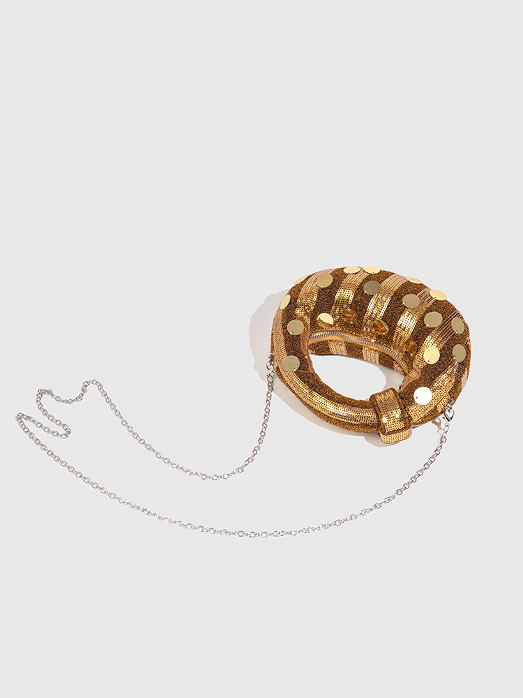 Sequin Knot Handle Evening Clutch Bag